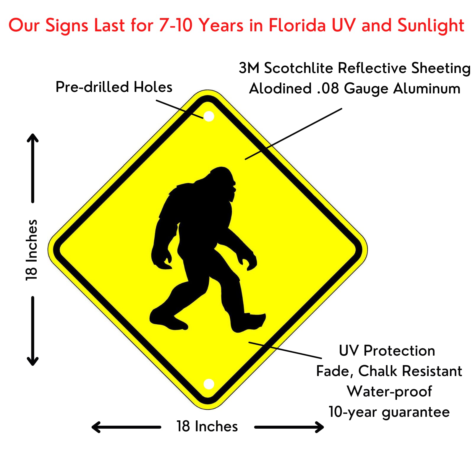 Amazon.com: Bigfoot Crossing - 18 x 18 Sasquatch Warning Sign. 3M
